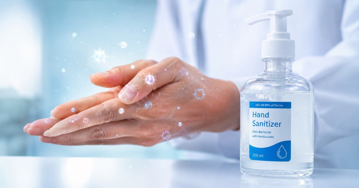 Hand Sanitizer Killing Harmful Germs