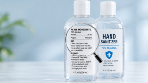 Hand sanitizer label with alcohol ingredients