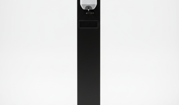 Black Sanitizer Stand With White Dispenser