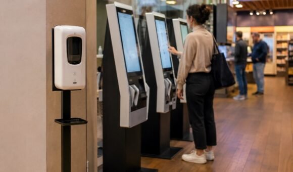 Hand sanitizer stand public spaces